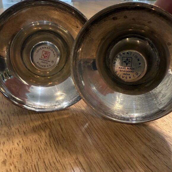 Taper/Tealight International Silver Co Silver Plate Candlestick Holders Set Vtg - Picture 11 of 12